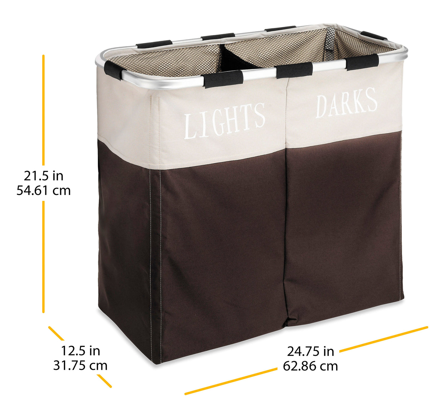 Fabric Two Compartment Laundry Hamper, Espresso