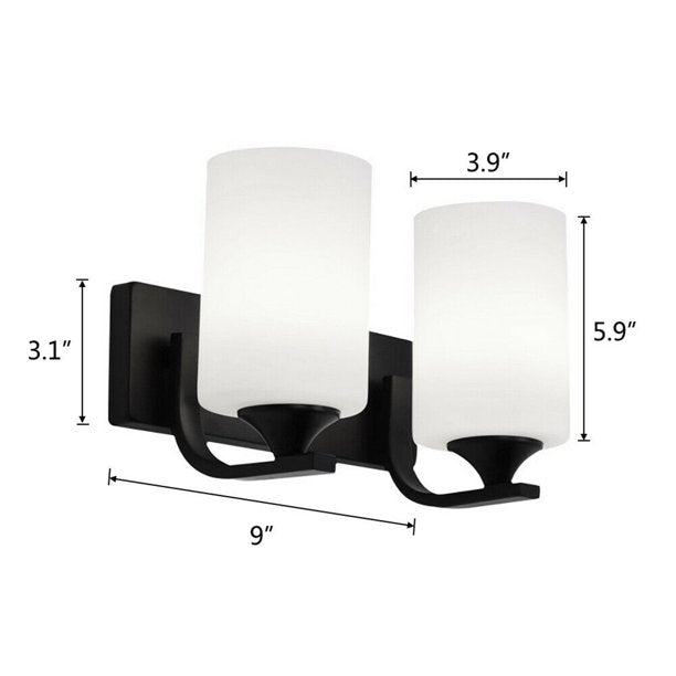 LED Light Wall Sconce Lamp E26 Glass Lighting Fixture Indoor-Double Head w/o Swicth