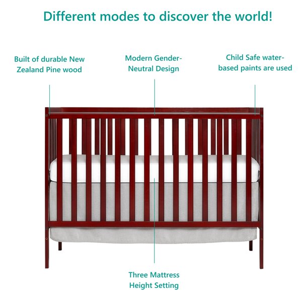 5-in-1 Convertible Crib in Cherry