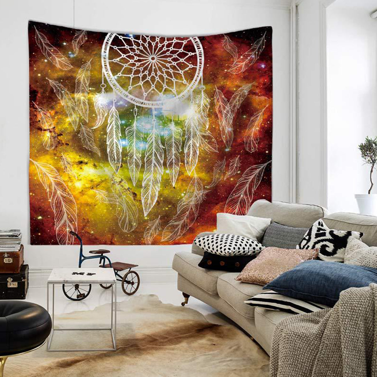 59x51" Colorful Dream Catcher Feather Printed Wall Decor