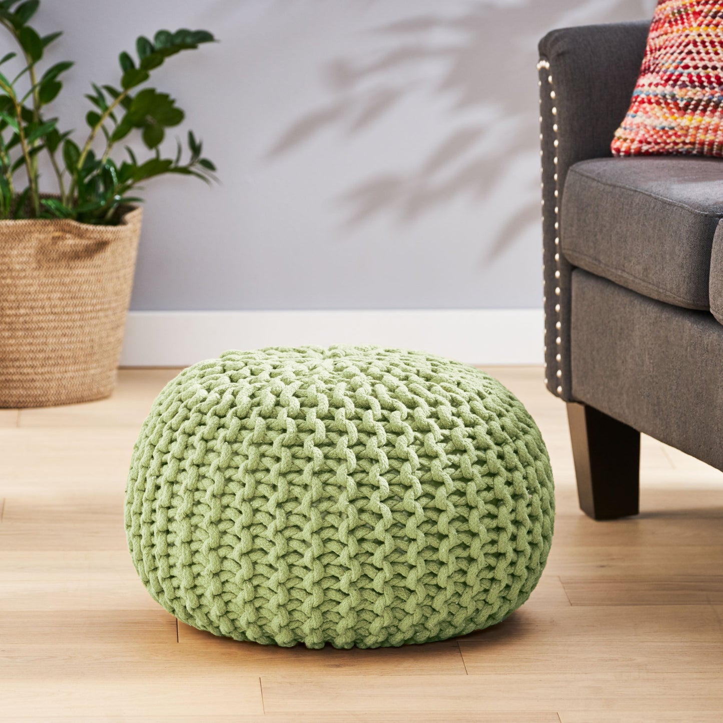 Indoor Bohemian Handcrafted Modern Cotton Ottoman Pouf