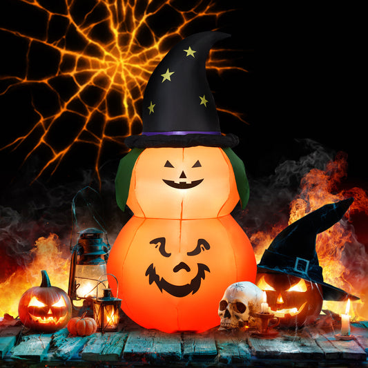 5' Inflatable Halloween Witch Hat Pumpkin  w/ LED Light