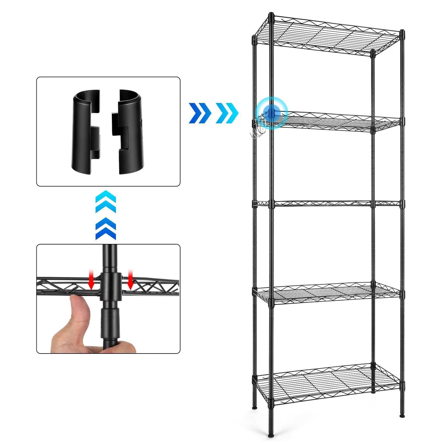 5 Tier Wire Shelving Metal Storage Rack