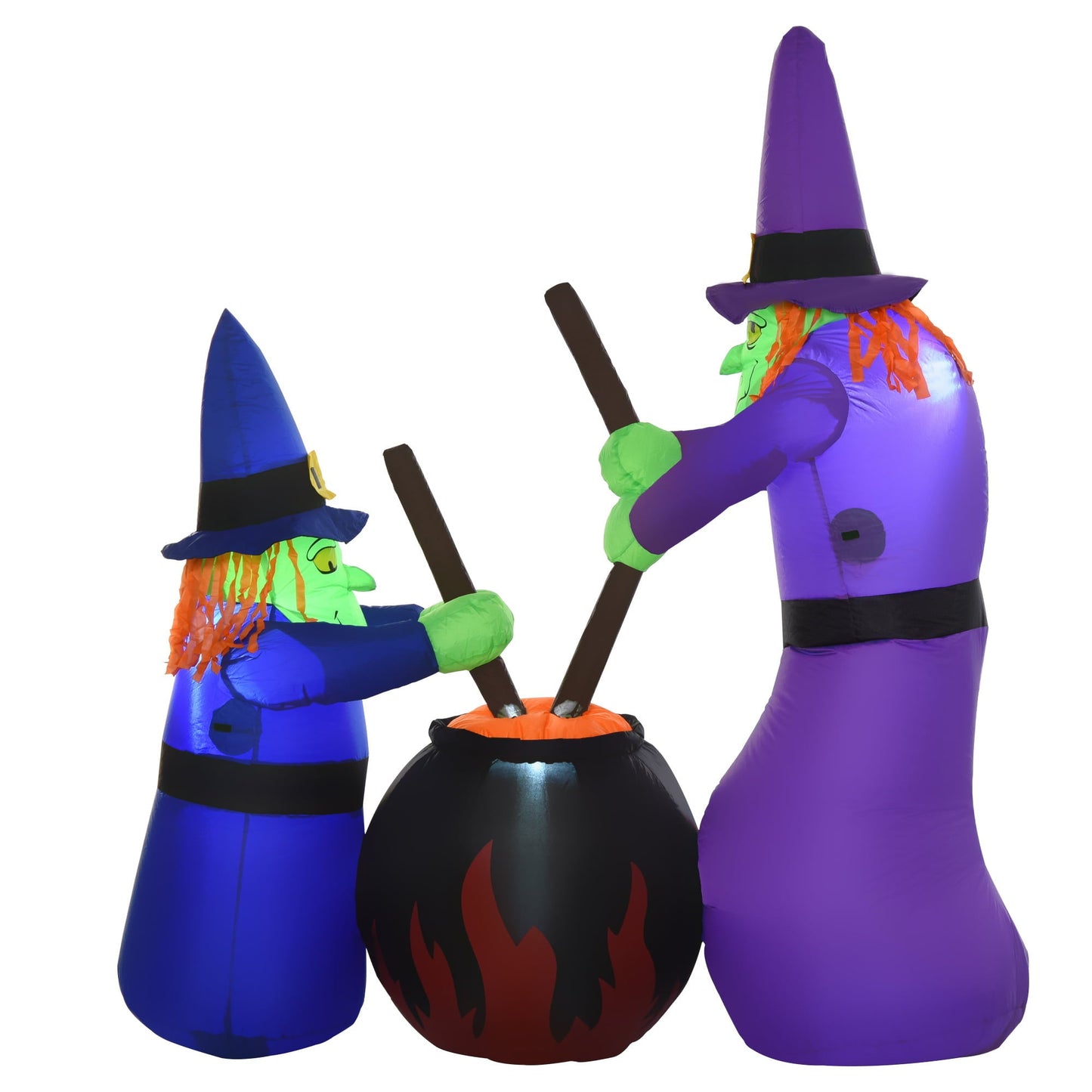 6' Halloween Decoration Inflatable Witches Around A Black Cauldron