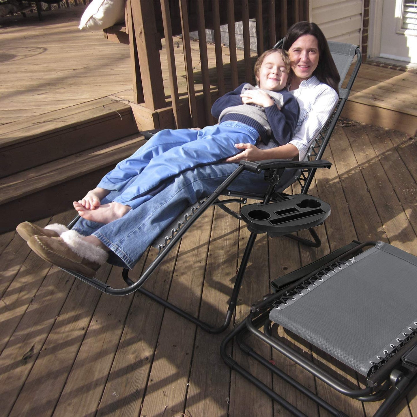 2 Pack Outdoor Lounge Patio Chair w/ Adjustable Pillow