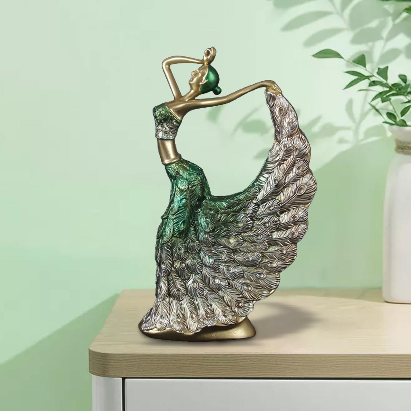 Peacock Dancer Figurine Art Statue Home Decoration