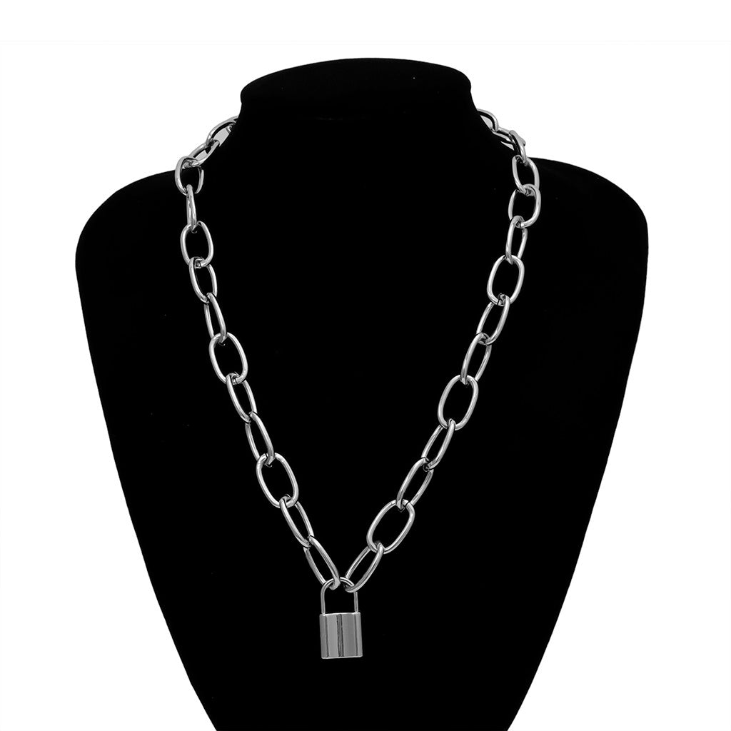 Vintage Metallic Large Chain Lock Necklace for Men & Women