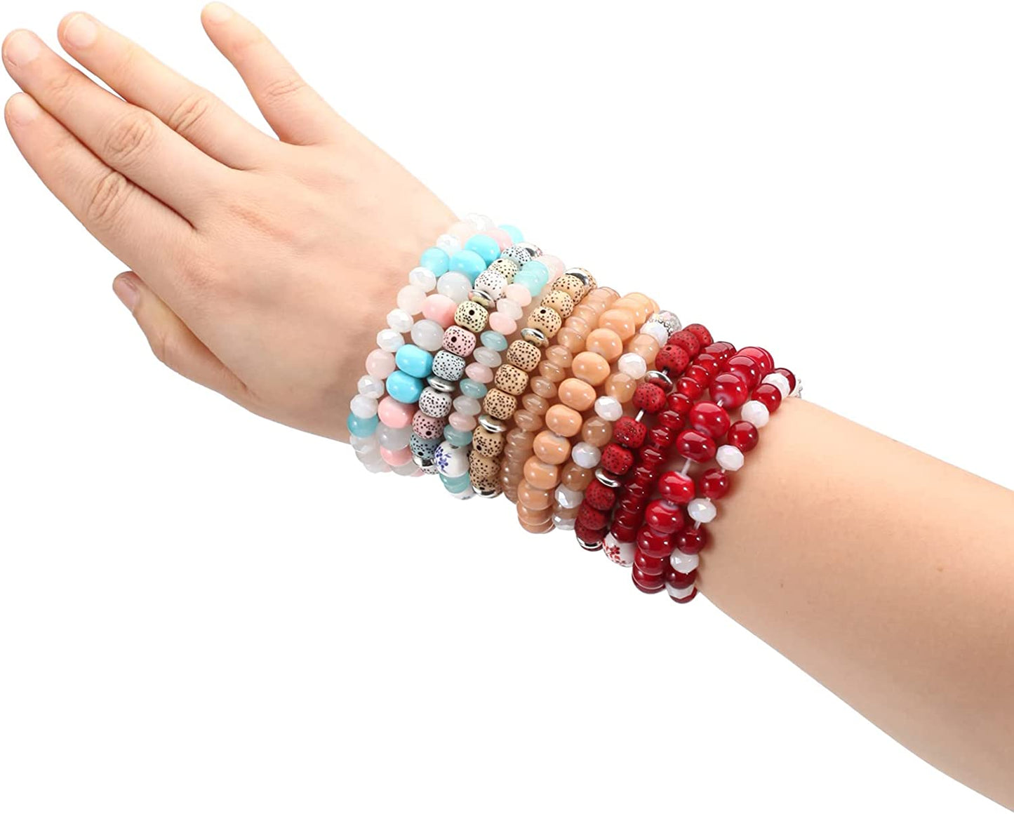 Bohemian Bracelets for Women Stretch Multilayer Colorful Beads Bracelet