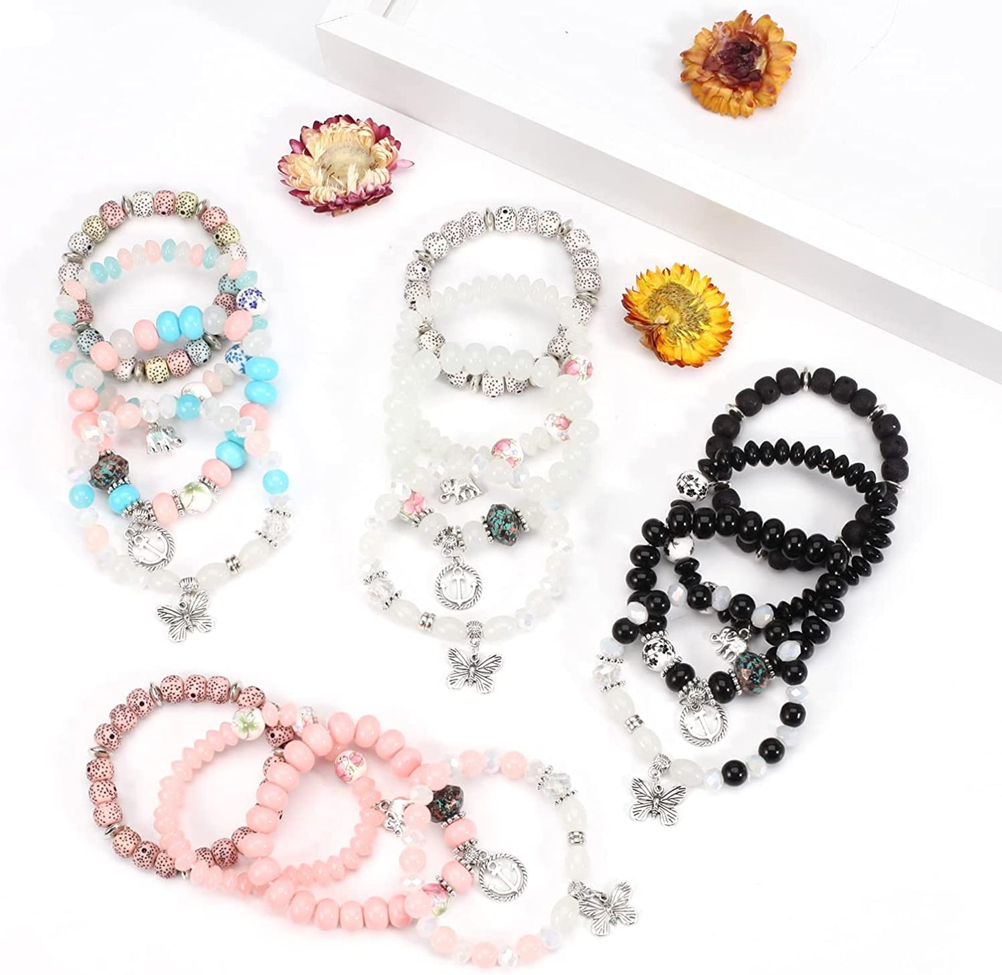 Bohemian Bracelets for Women Stretch Multilayer Colorful Beads Bracelet