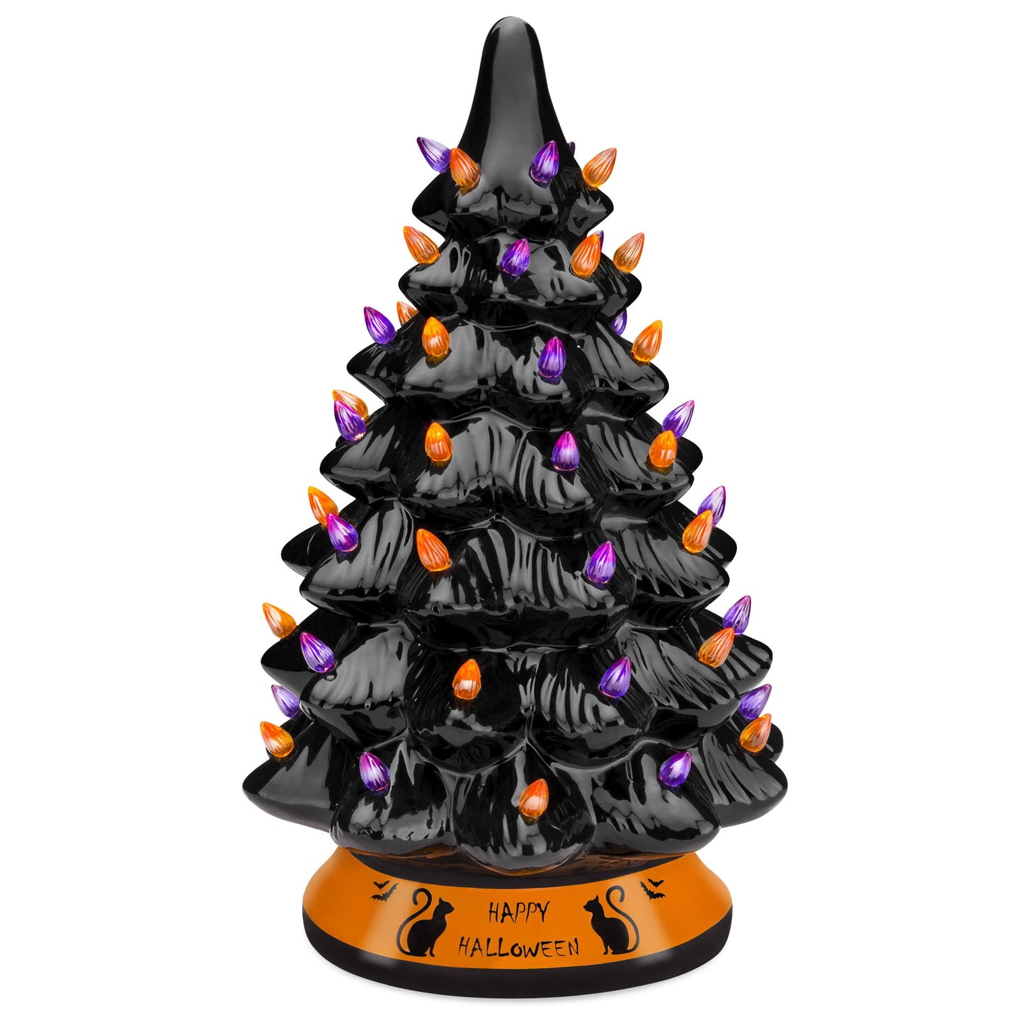 Pre-Lit 15in Ceramic Halloween Tree Holiday Decoration