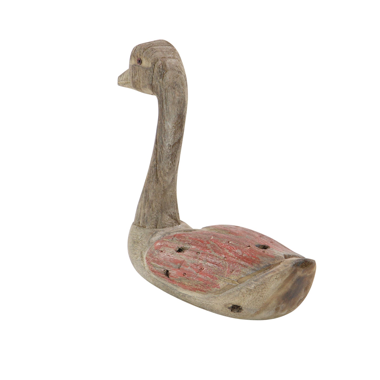 Wood Coastal Bird Sculpture, Brown/Red