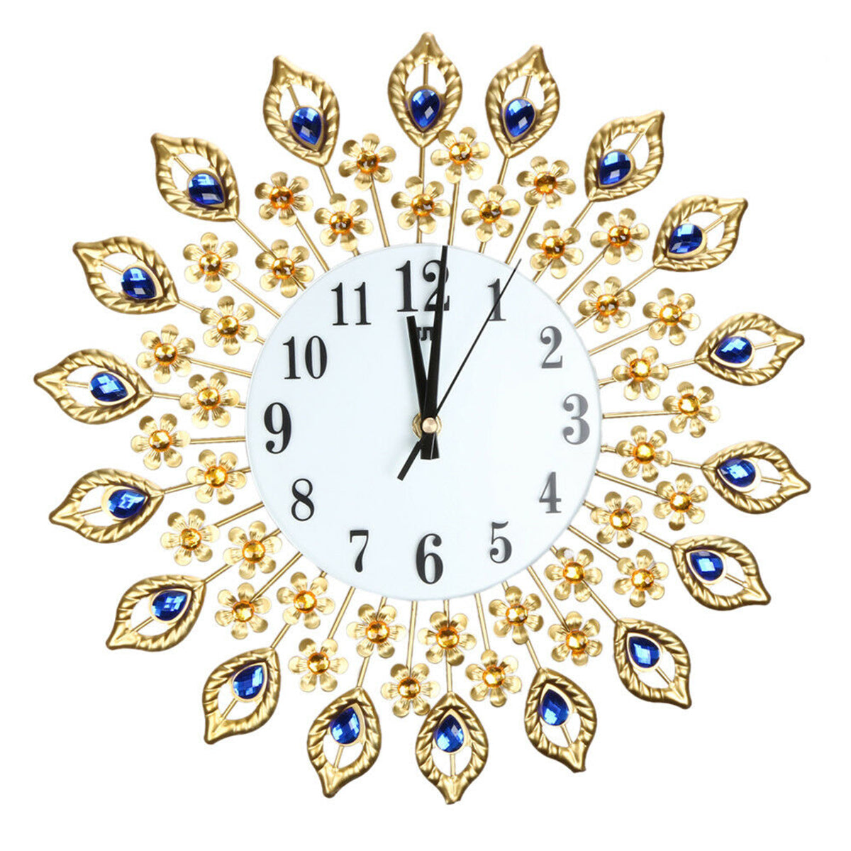 15" Large 3D Wall Clock Watch  w/ Peacock Diamonds for Home Decoration