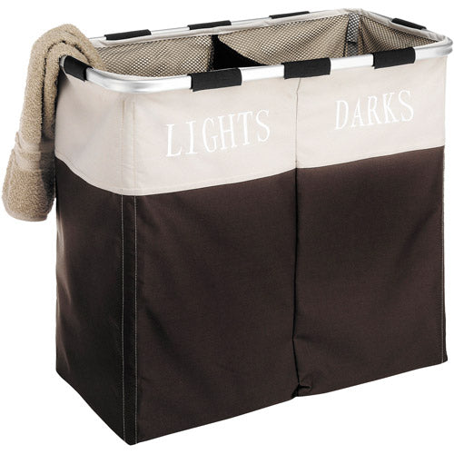 Fabric Two Compartment Laundry Hamper, Espresso