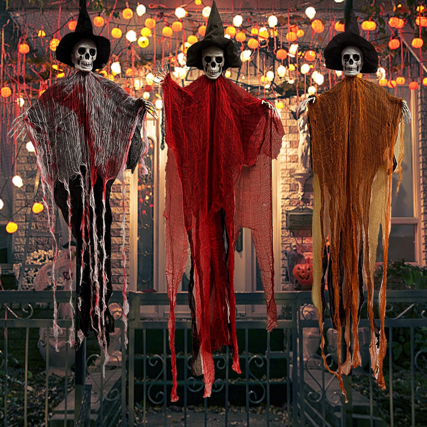 3 Pack Halloween Hanging Grim Reapers Hanging Ghost Halloween Indoor Outdoor Haunted House