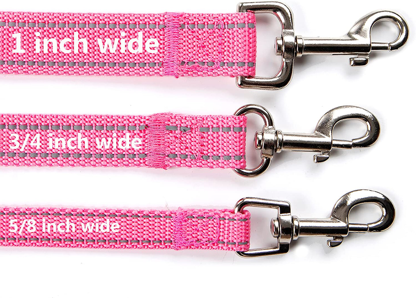 6FT Reflective Dog Leash for Large&Medium and Small Dogs, Strong and Durable Nylon Leashes for Walking and Training, Heavy Duty (Pink, 1 inch x 6FT)