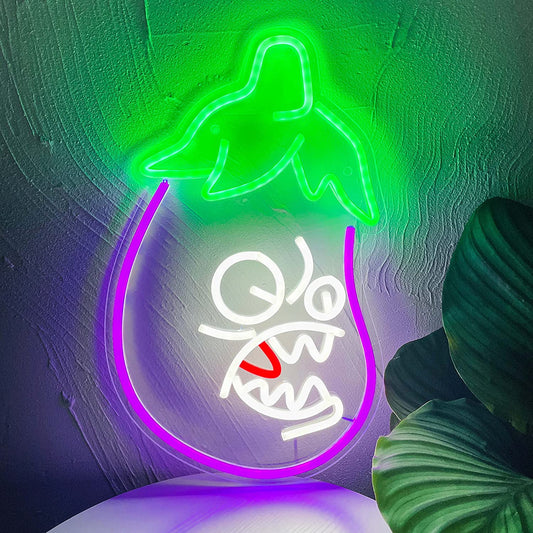 Bad Eggplant Neon Sign Wall Decoration