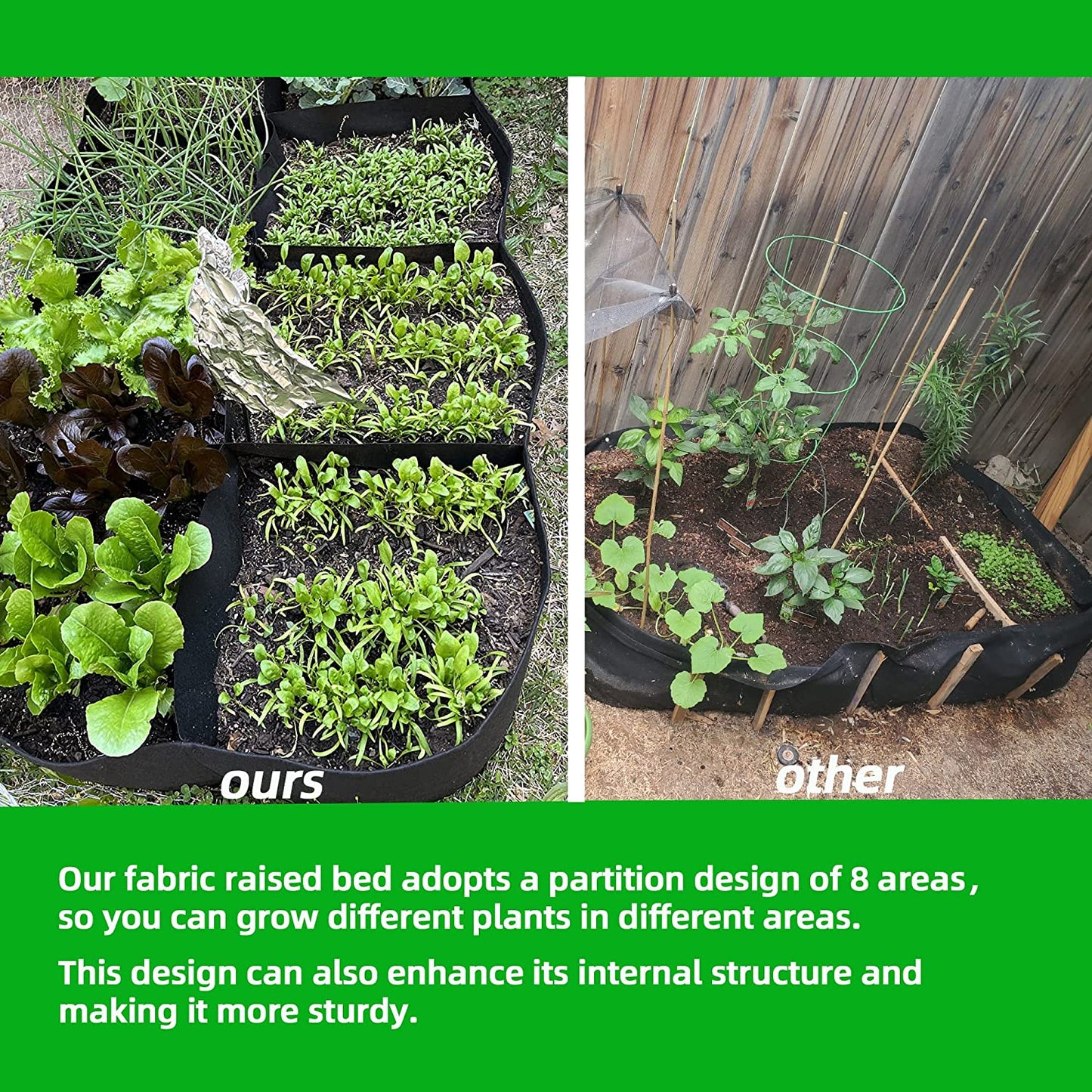 Fabric Raised Garden Bed 6x3x1ft for Growing Herbs, Flowers & Vegetables 128 Gallon