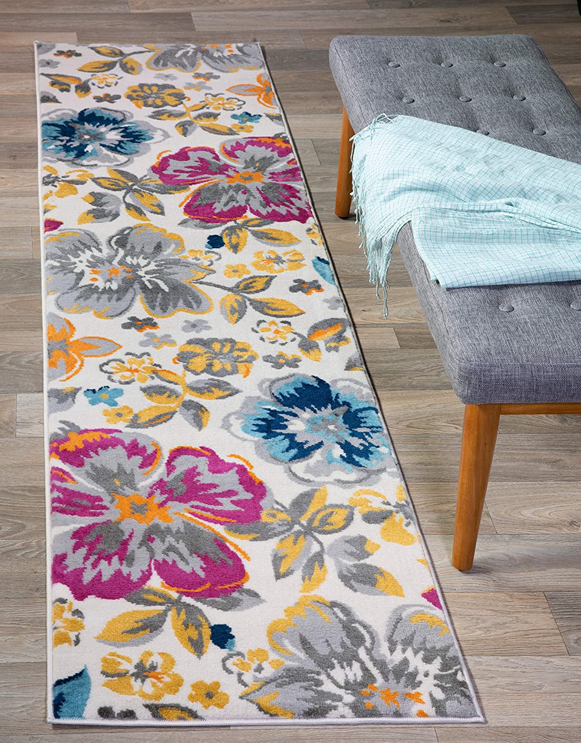 Modern Floral Runner Rug 2' x 7' 2" Multi