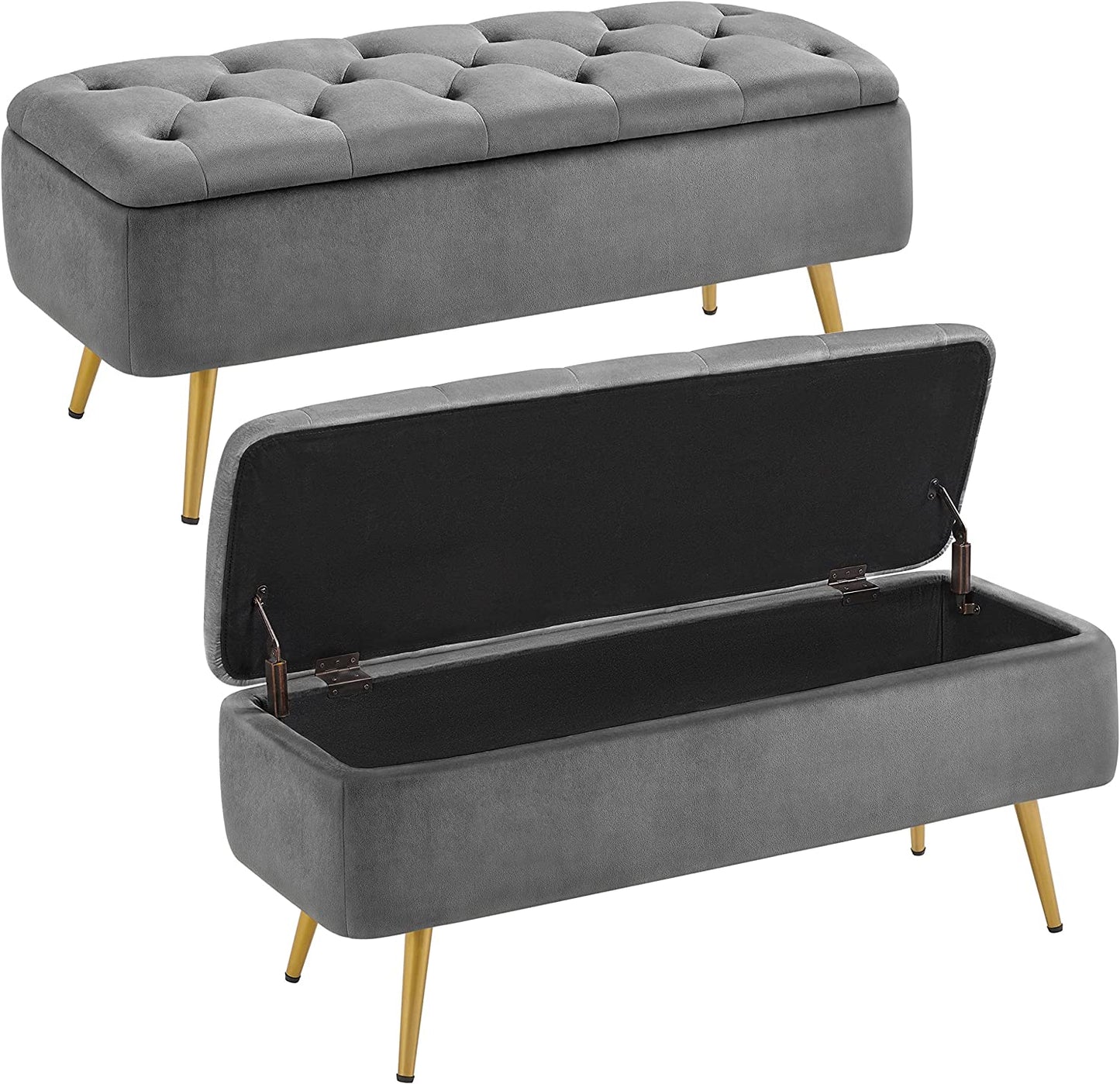 Folding  Storage Ottoman Bench 42.7 Inches -Gray