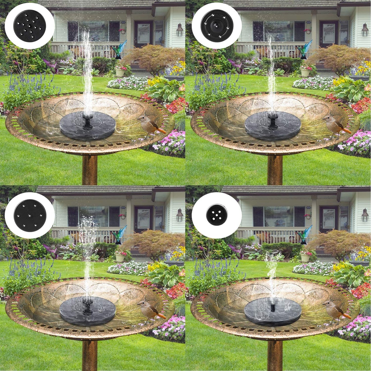 Solar Bird Bath Fountain Pump, Upgrade 1.4W Solar Fountain w/ 4 Nozzle, Free Standing Floating