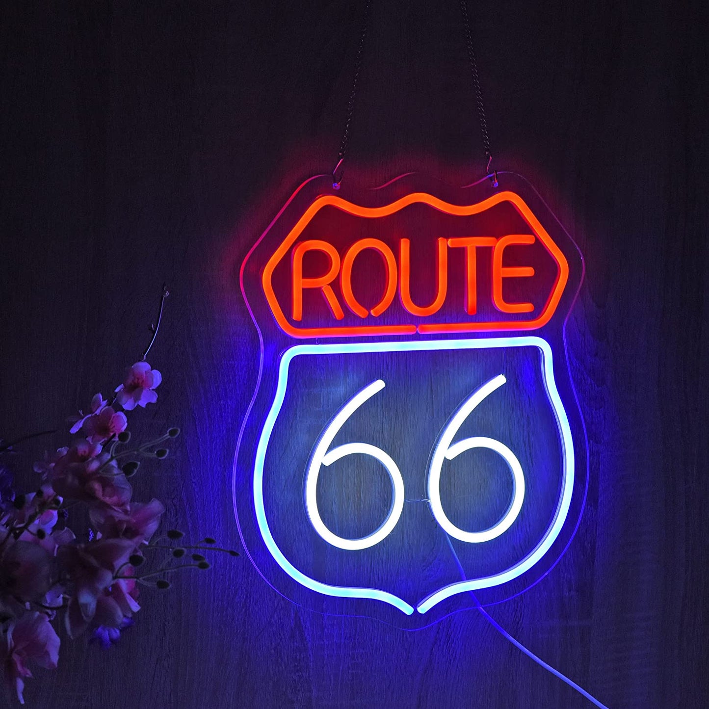 Historic Route 66 Neon Sign Wall Art Decoration