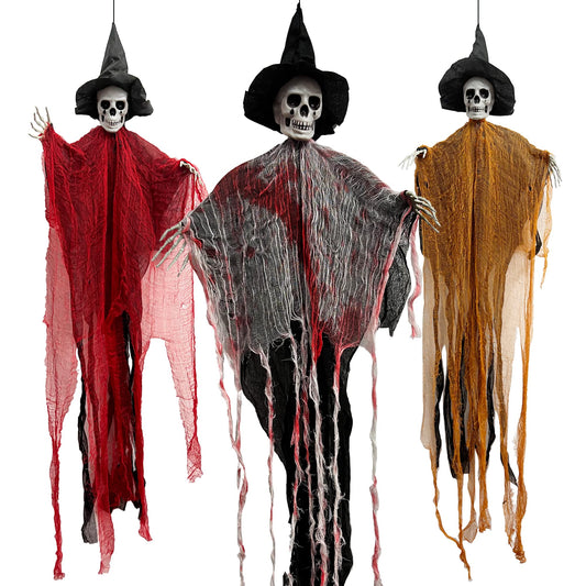 3 Pack Halloween Hanging Grim Reapers Hanging Ghost Halloween Indoor Outdoor Haunted House