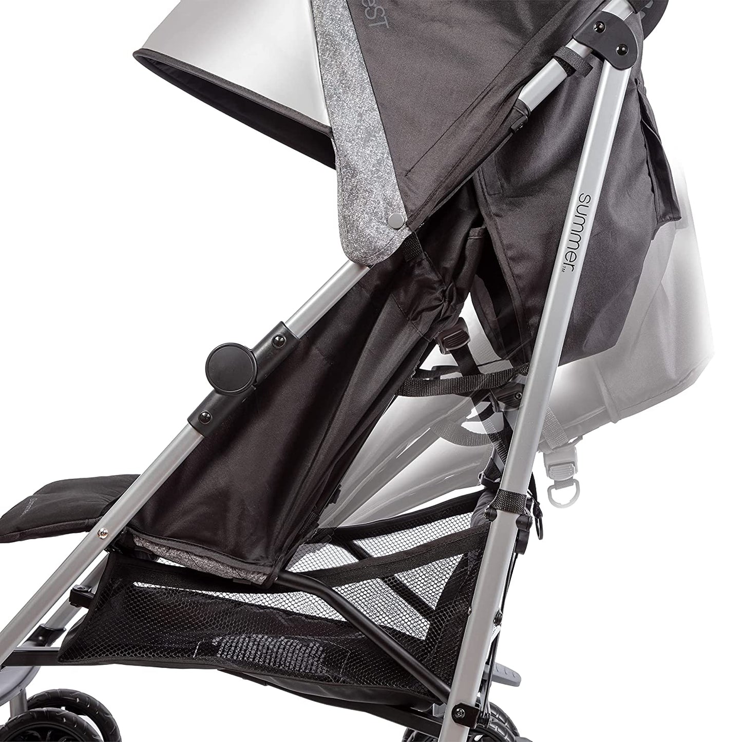 3Dlite ST Convenience Stroller, Black & Gray - Lightweight Stroller w/ Steel Frame, Large Seat Area, Multi-Position Recline