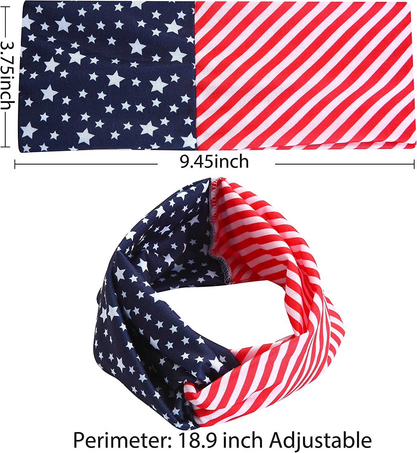 2 Pcs Patriotic Accessories w/. American Flag Headband and Flower Headband for Women Girls