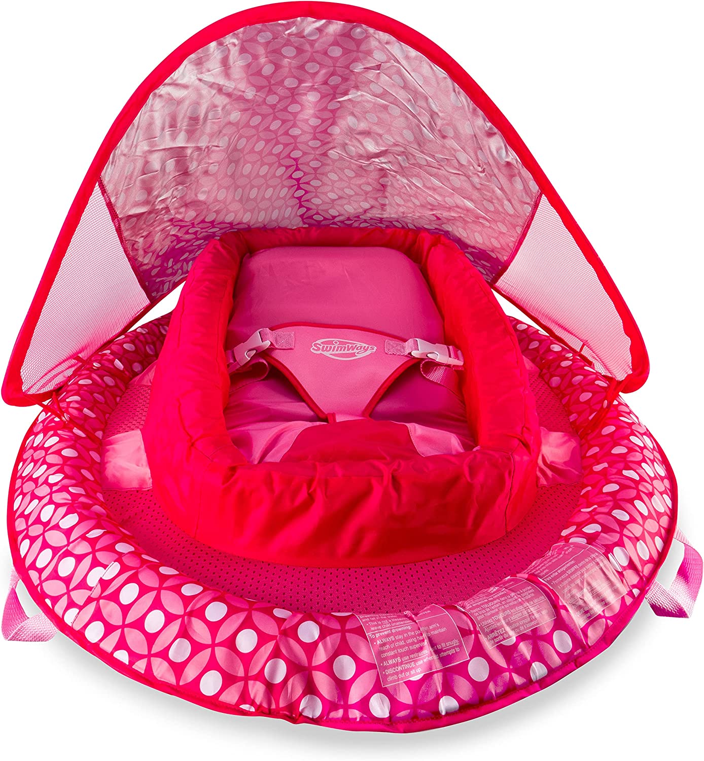 Infant Baby Spring Float with Adjustable Sun Canopy - Pink Flower