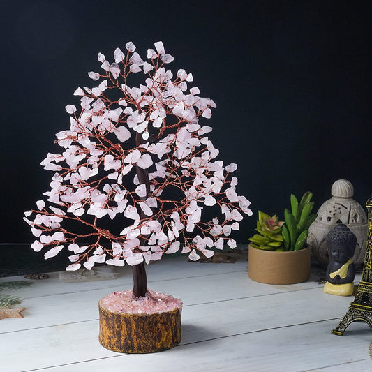 Rose Quartz Crystal Tree of Life-Chakra Tree for Positive Energy, Gemstone-Feng Shui