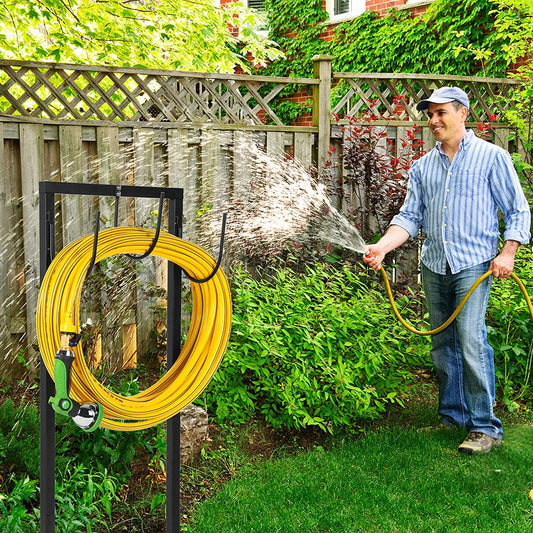 Detachable Garden Hose Holder Freestanding Thicker Metal Hose Stand Securely Hold Hose 3/4 inch x 100 ft
