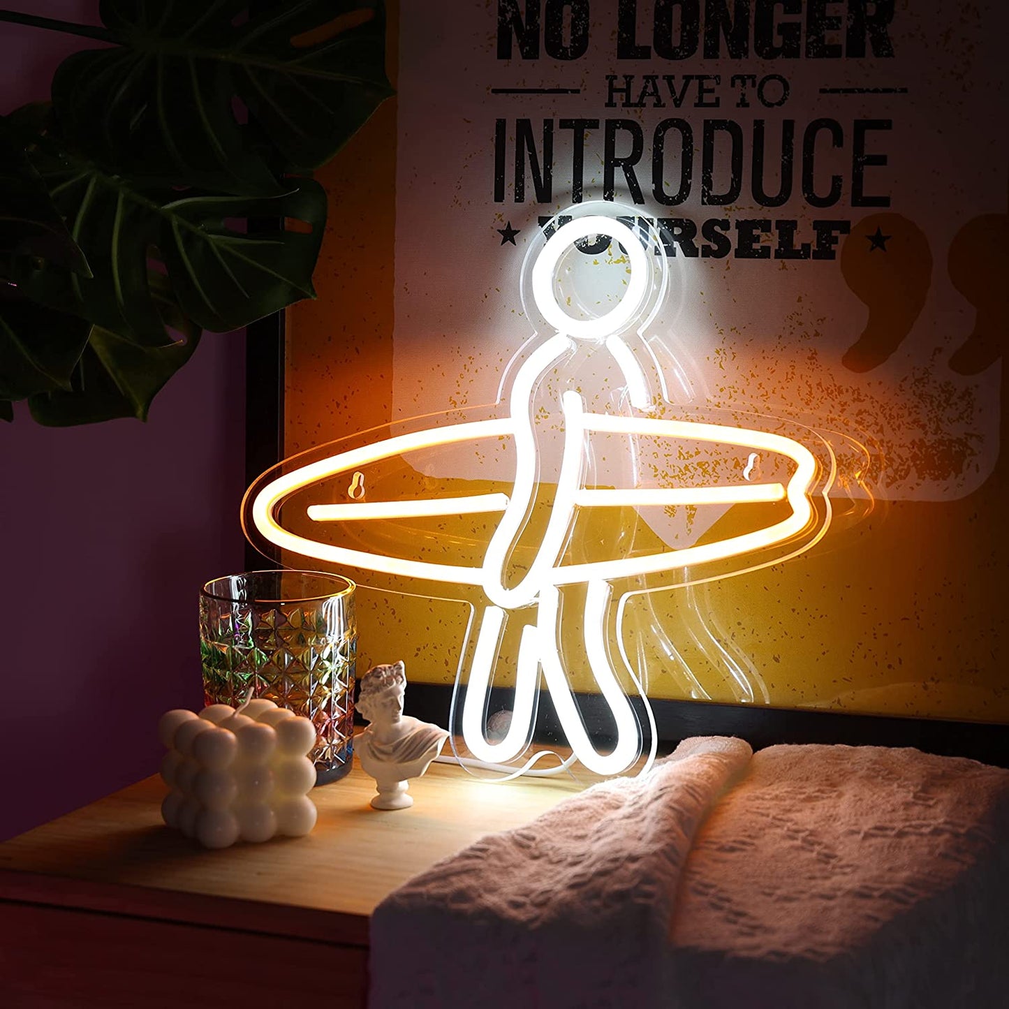 Surfer Neon Sign for Bedroom Night Light Wall Decoration