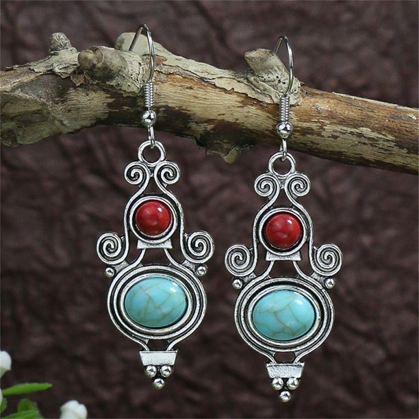 13 Pairs Hypoallergenic Simulated Turquoise  Dangle Drop Boho Earrings for Women-Hypoallergenic