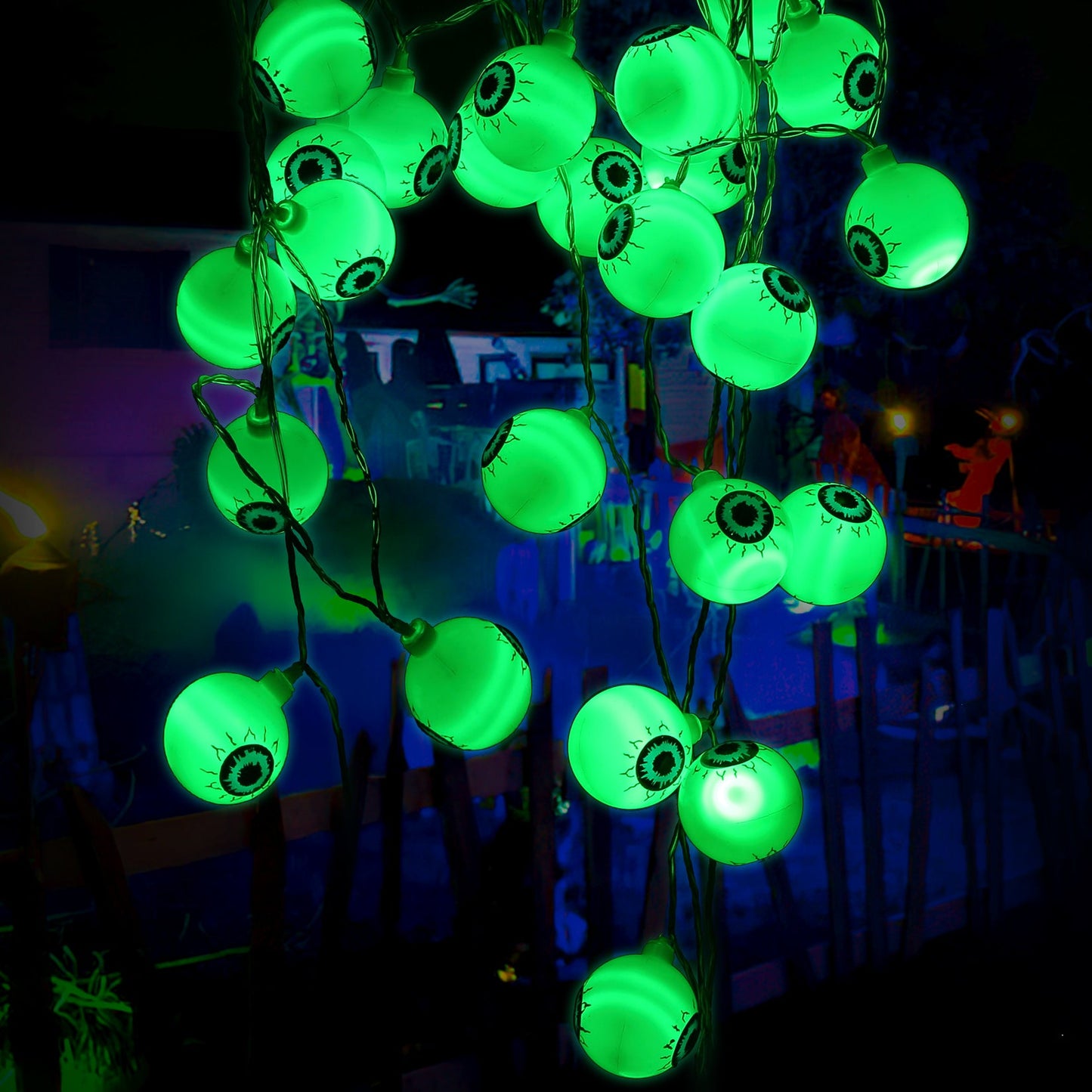 30 LED Halloween Eyeball String Lights 8 Modes w/ Remote