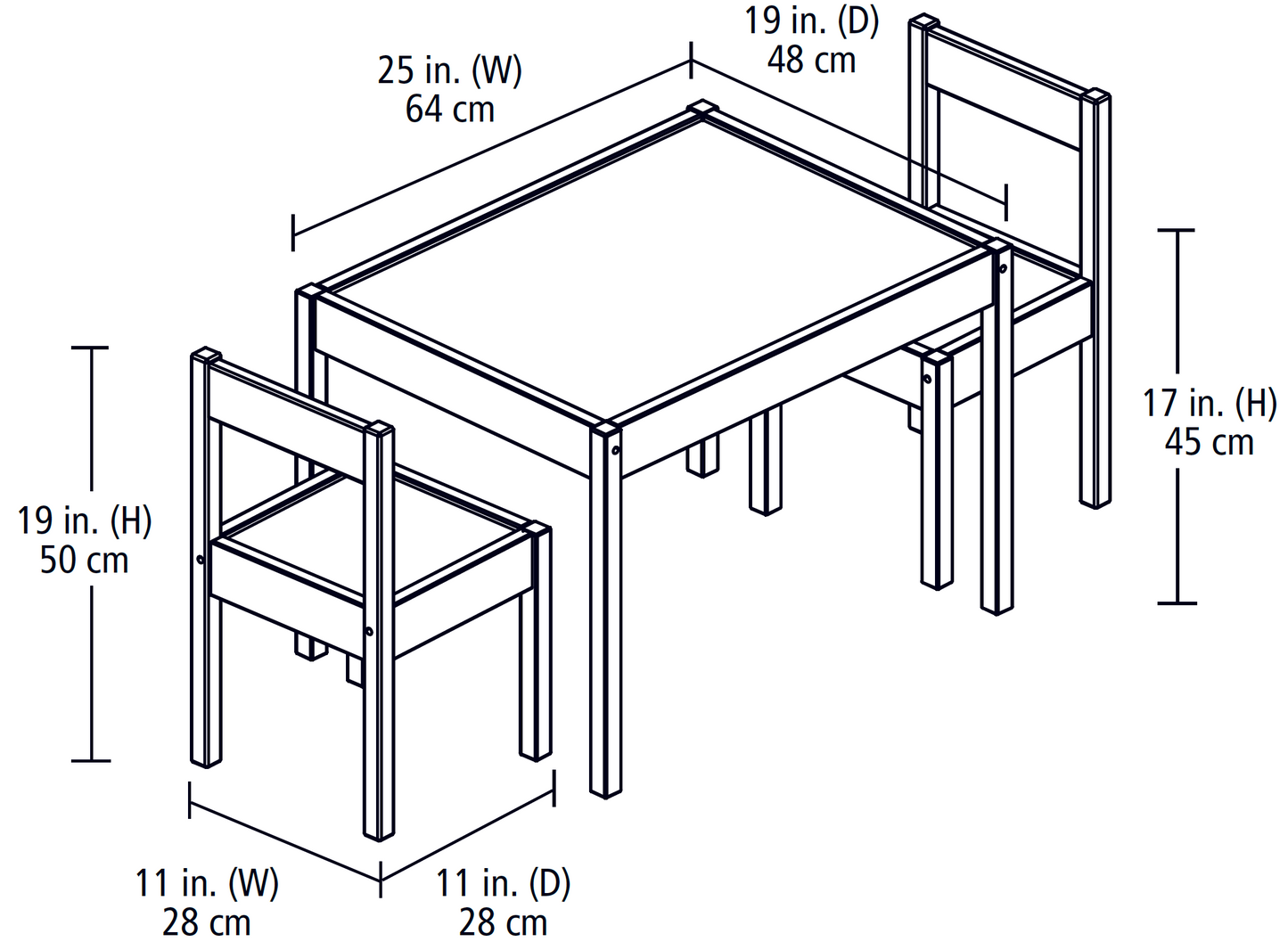 3 Piece Dry Erase Activity Table Play Set - Espresso, 25''x19''x18''