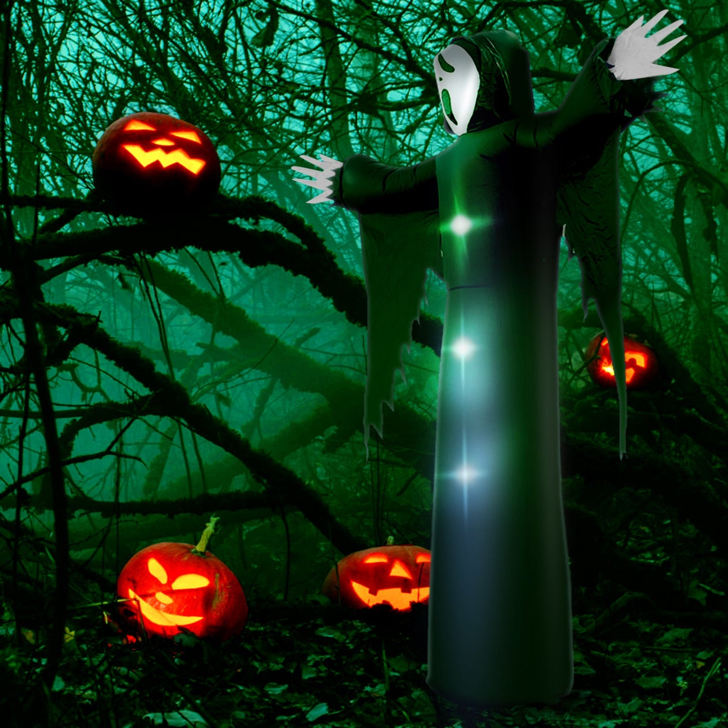 12FT Giant Halloween Inflatable Grim Reaper Ghost w/ LED Lights