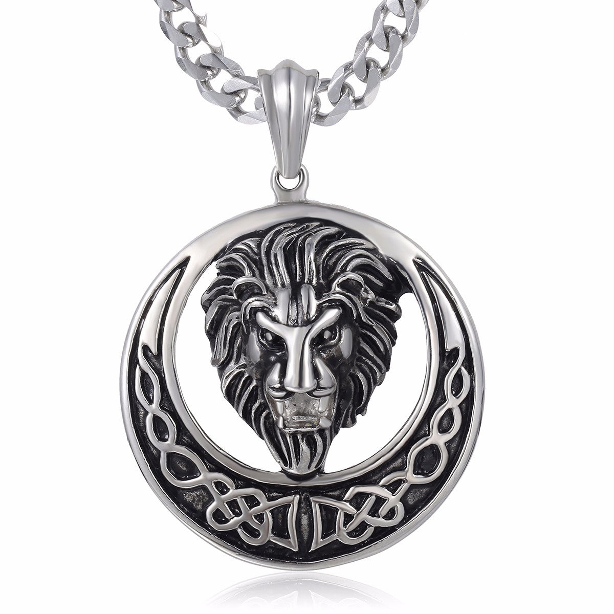 Stainless Steel Lion Pendant Necklace for Men