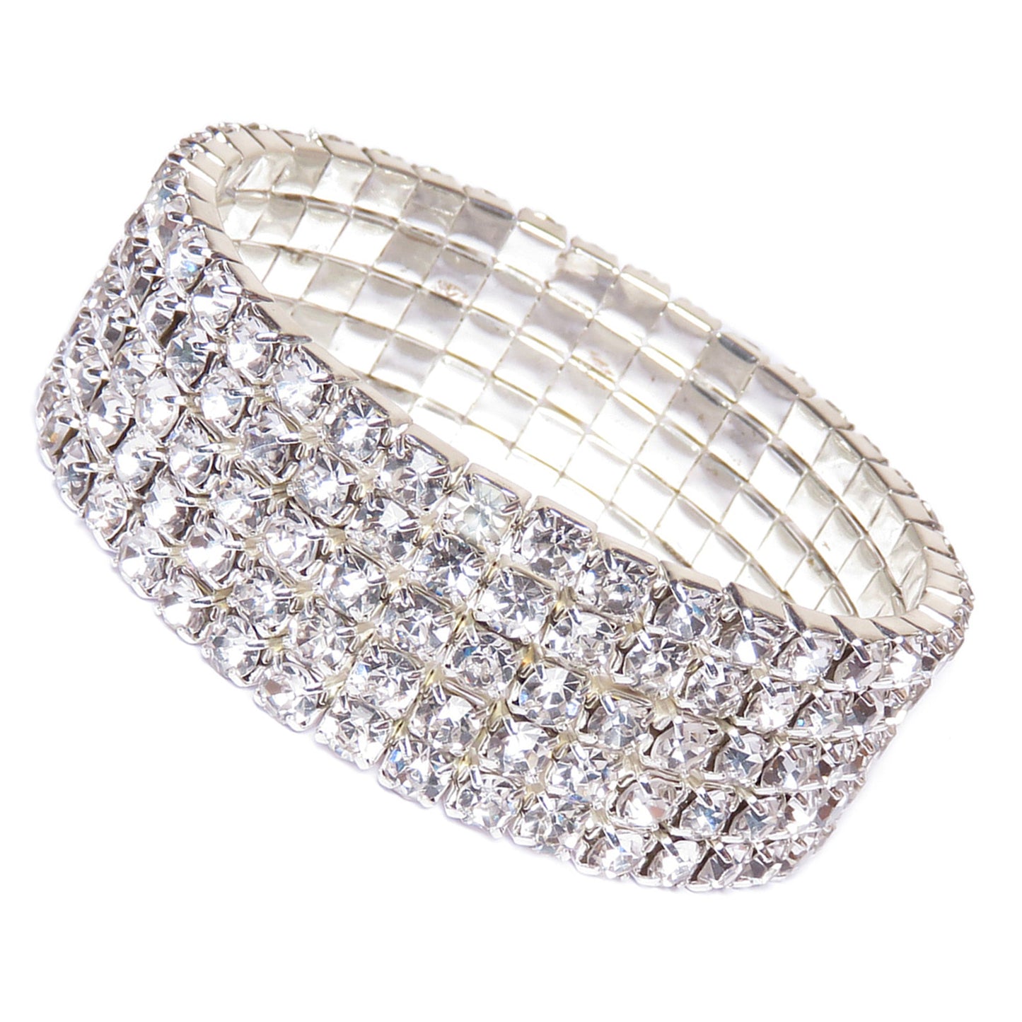 Silver Crystal Tennis Bracelets for Women Five Layers