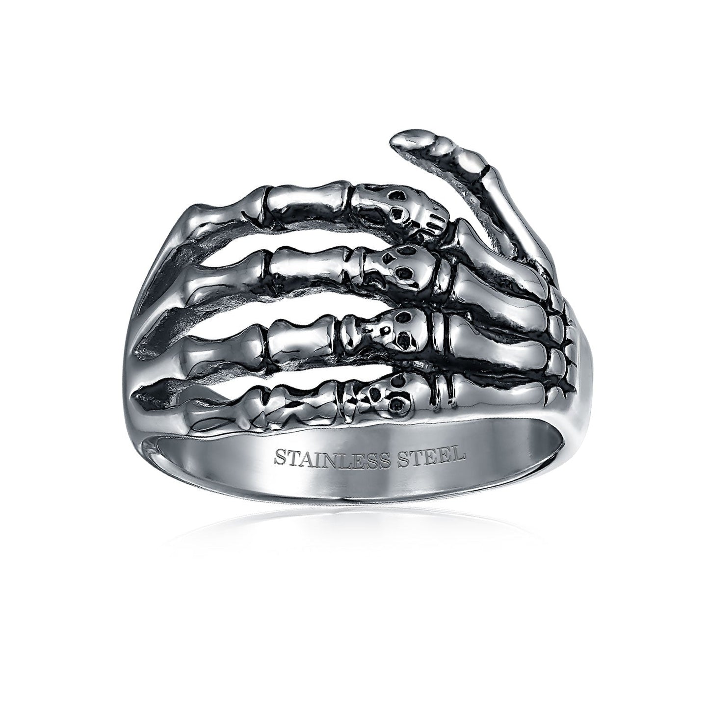 Goth Biker Skeleton Hand Wrap Band Ring for Men