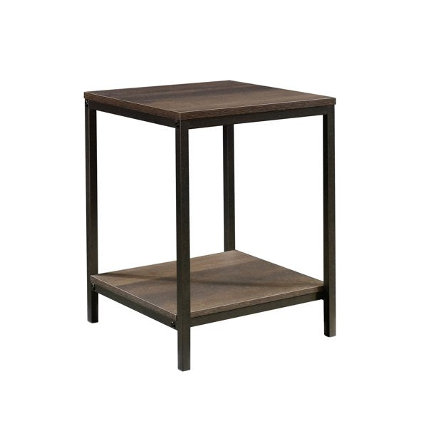 Curiod Square Metal Frame End Table, Smoked Oak Finish
