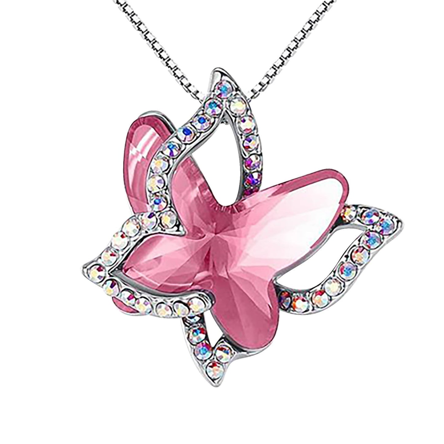 Crystal Butterfly Necklace for Women