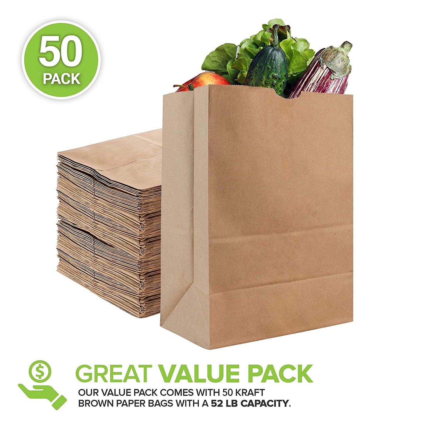 52 Lb  Brown Paper Bags (50 Count)