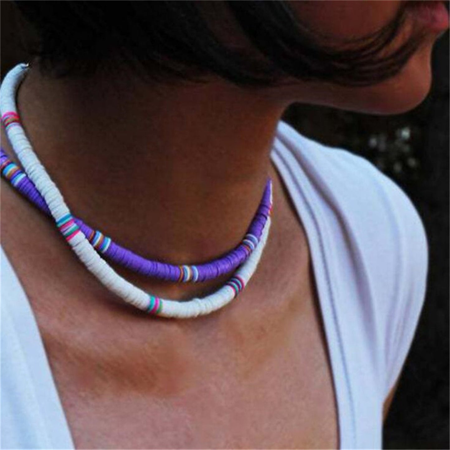 Polymer Summer Colorful Clay Choker Necklace For Men/ Women