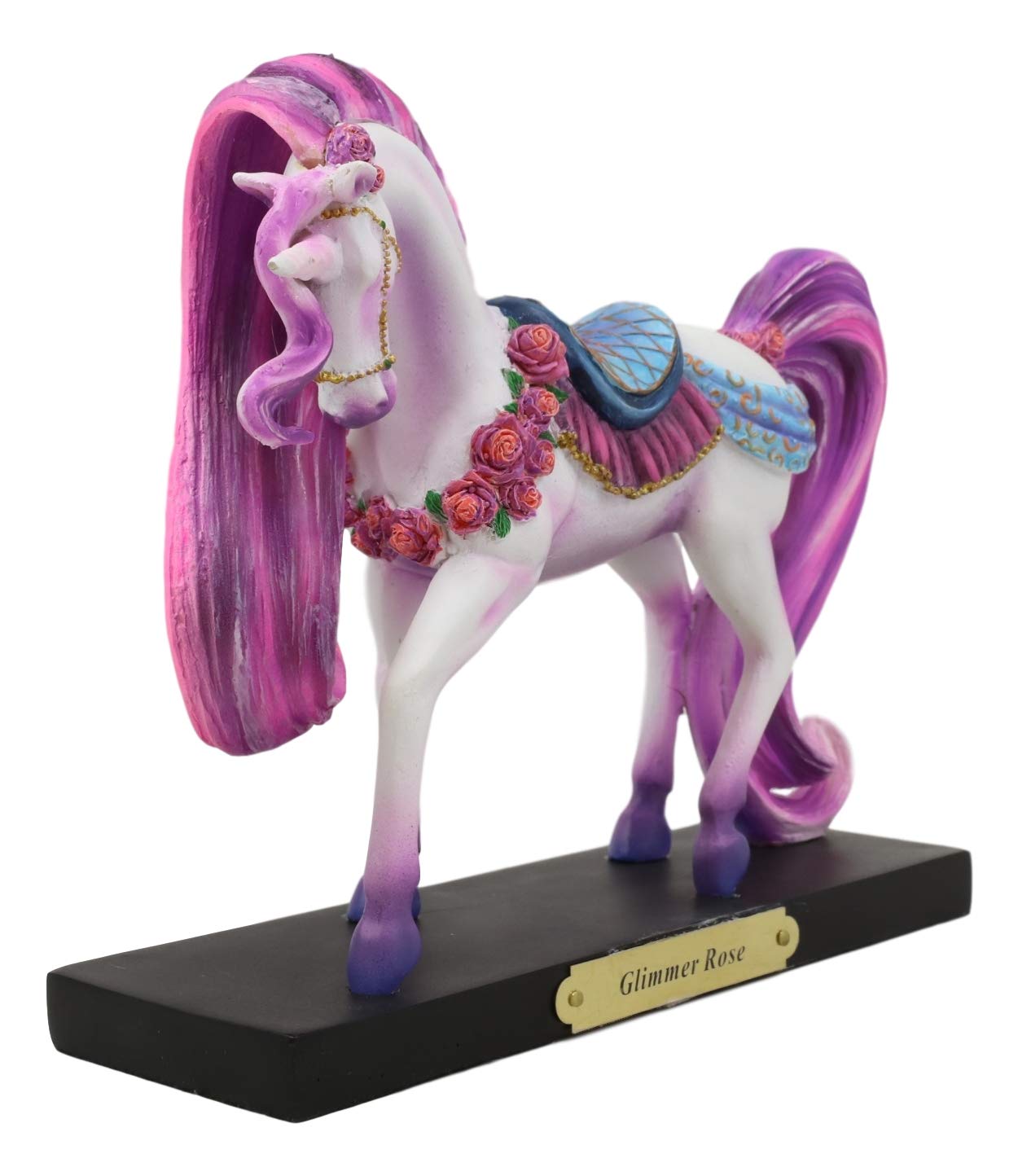 Fantasy Glimmer Rose Unicorn Mare Horse Figurine 7.75"W