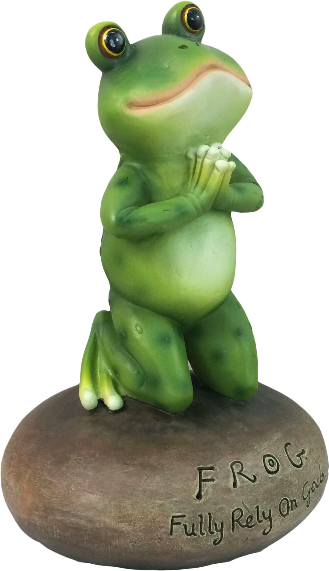 Inspirational Cute Praying Frog On Rock Statue