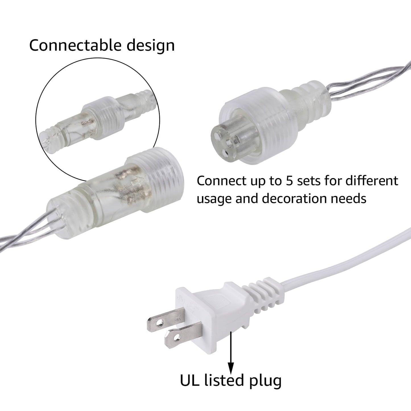 Extendable LED String Lights for Bedroom, Warm White