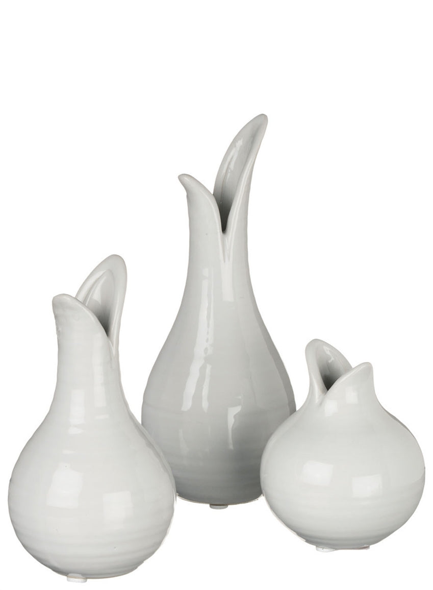 Set of 3 Small Bulb Vases 8"H, 6"H, & 4.25" for Home Decoration