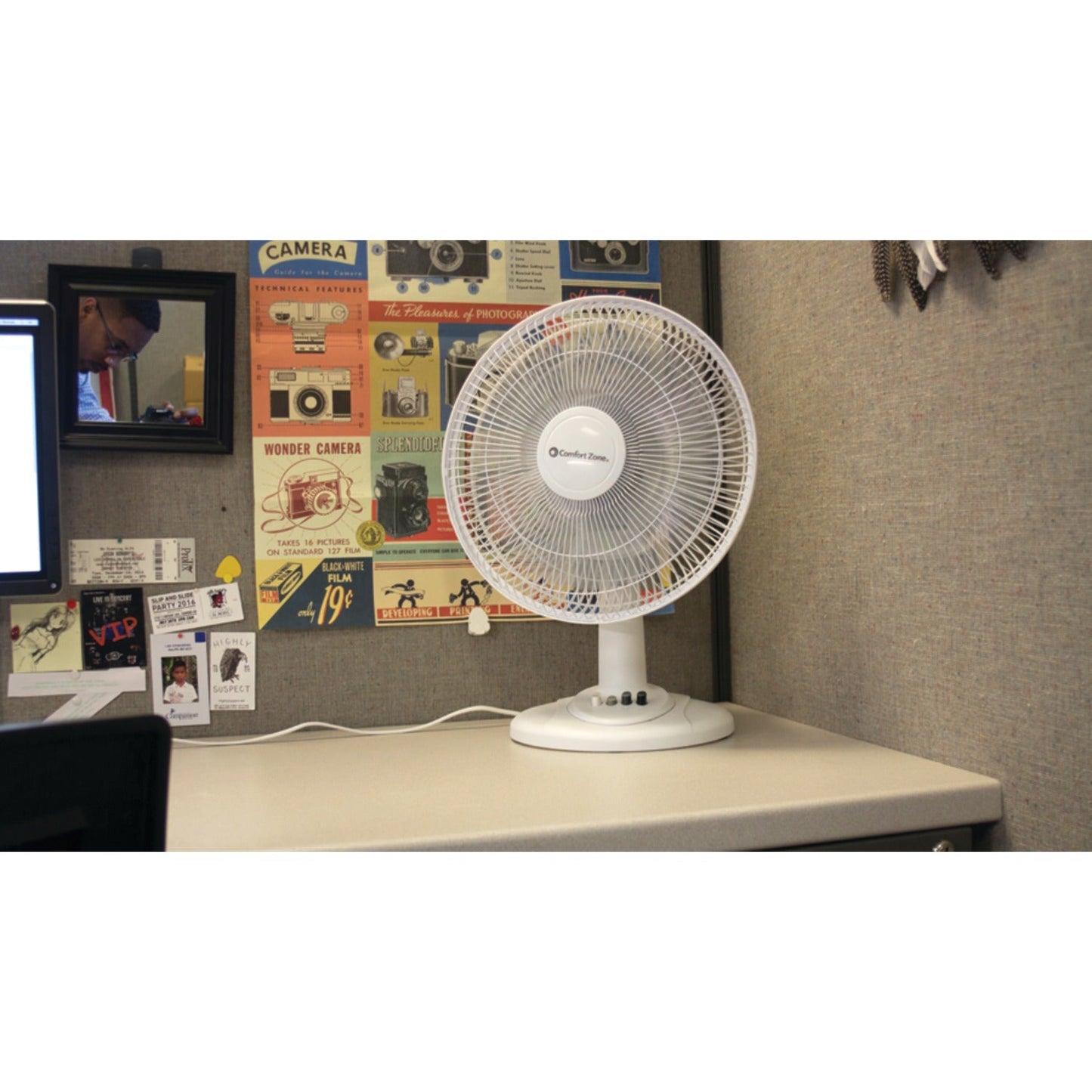 12" 3-Speed Quiet Oscillating Table Fan w/ Adjustable Tilt, White