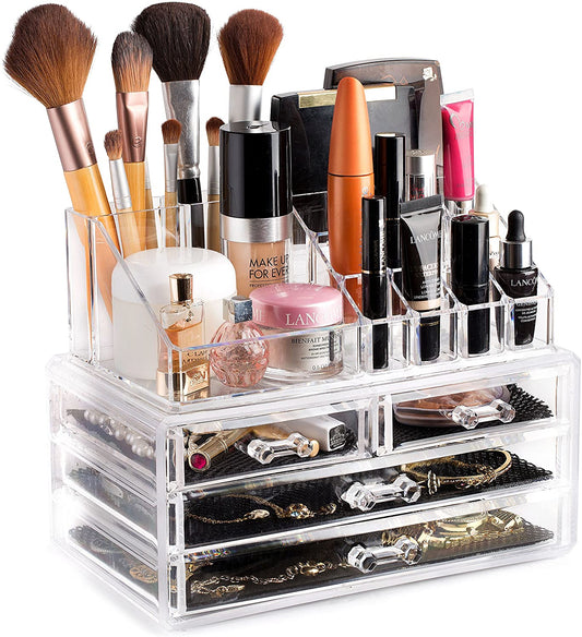 Clear Cosmetic Storage Organizer-Easily Organize Your Cosmetics, Jewelry & Hair Accessories