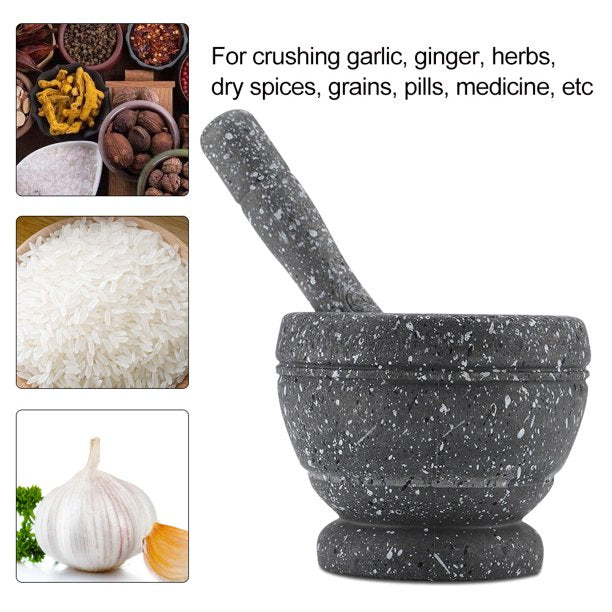 Granite Mortar and Pestle Set - Perfect for Crushing and Grinding Herbs and Spices to Maximize Flavor, Easy to Use & Clean, Solid Stone